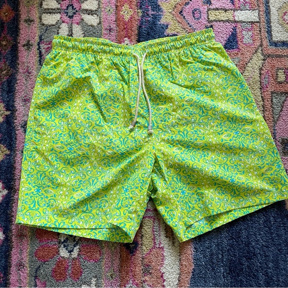 NWOT J.McLaughlin Green Blue Swim Trunks - Picture 1 of 5